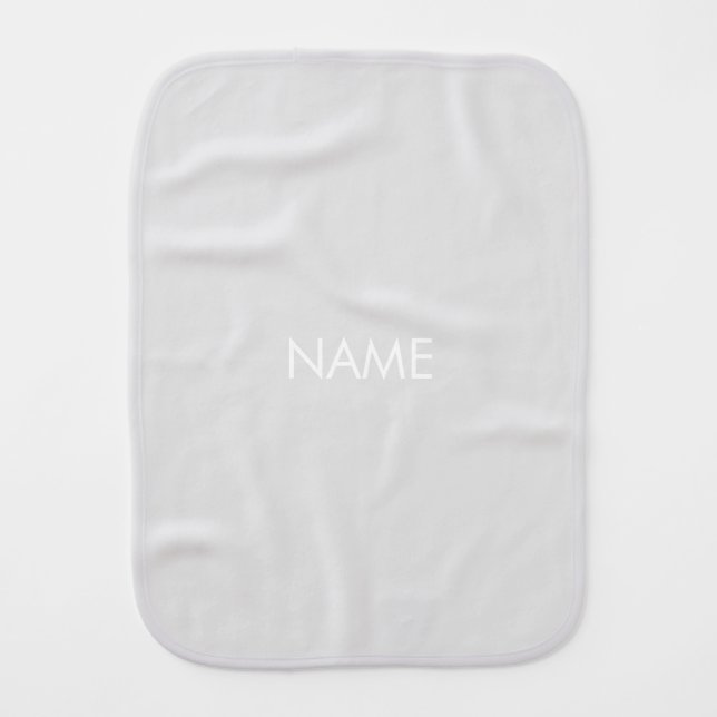 Minimalist pale grey custom name monogram solid baby burp cloth (Front)