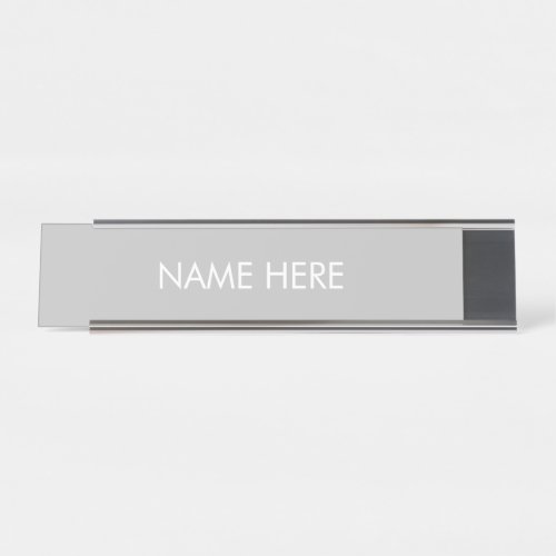 Minimalist pale grey white custom name text simple desk name plate