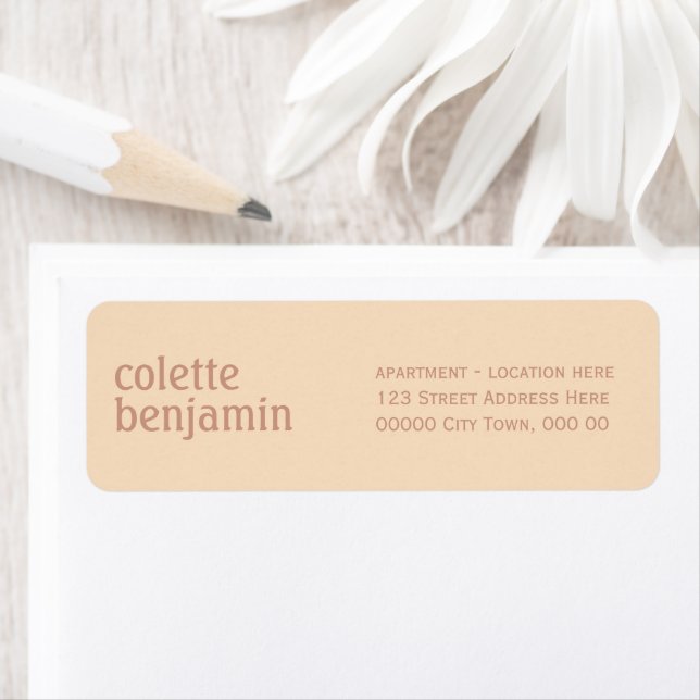 Minimalist Pale Peach & Antique Orange Address Label (Insitu)