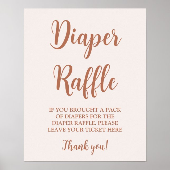 Minimalist Pale Pink Diaper Raffle sign (Front)