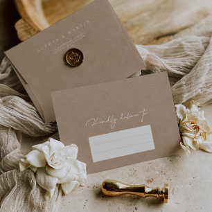 Minimalist Pale Taupe Calligraphy Wedding Envelope