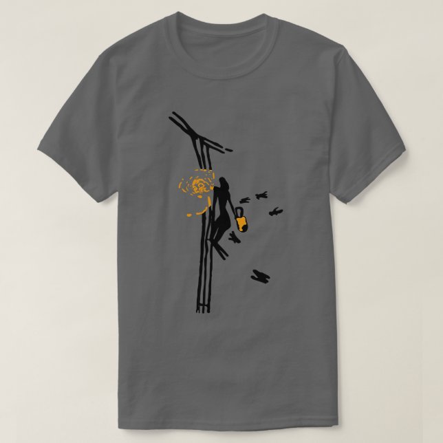 Minimalist Paleolithic Cave Art Honey Gatherer T-Shirt (Design Front)