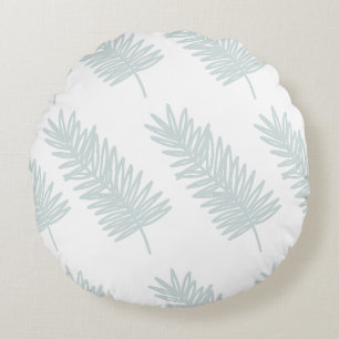Minimalist Palm Frond Leaves Pattern Round Pillow