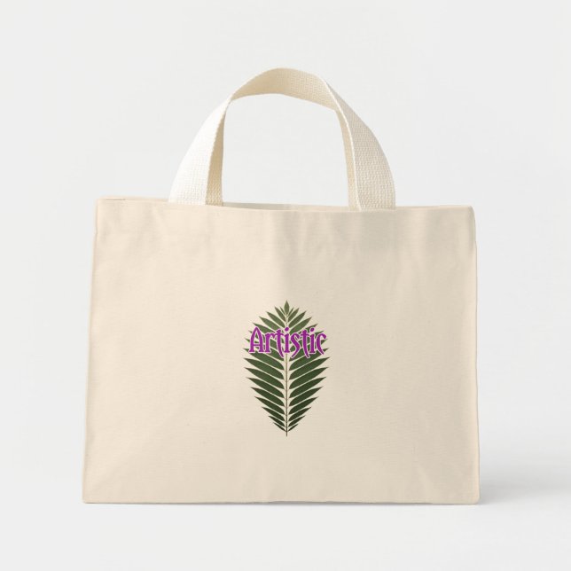 Minimalist Palm Leaf “Artistic” Tiny Tote Bag – Ec (Front)