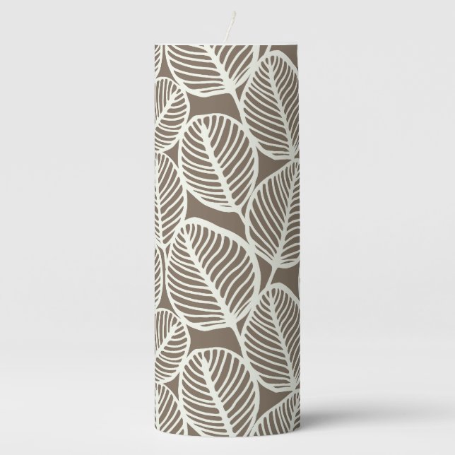 Minimalist Palm Leaf Pattern Pillar Candle (Front)