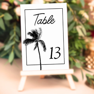 Minimalist Palm Tree Black & White Table Card
