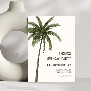 Minimalist palm tree tropical invitation