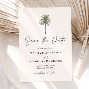 Minimalist Palm Tree Wedding Save The Date