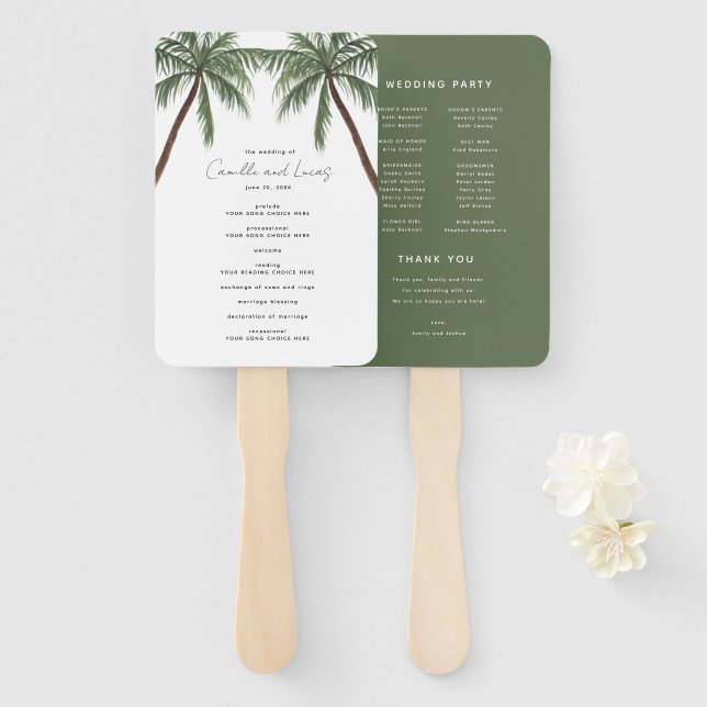 Minimalist Palm Trees  Hand Fan (Front and Back)