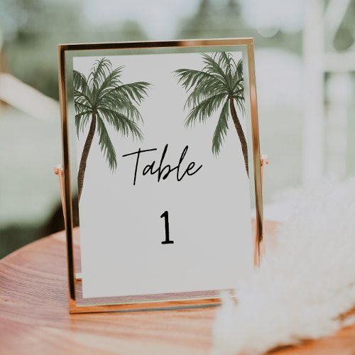 Minimalist Palm Trees Tropical  Table Number