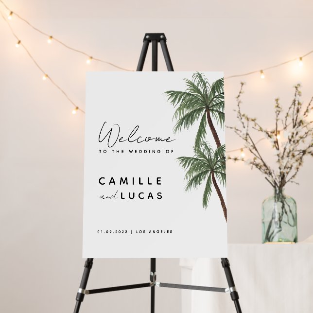 Minimalist Palm Trees Wedding Welcome sign (In Situ (Stand))