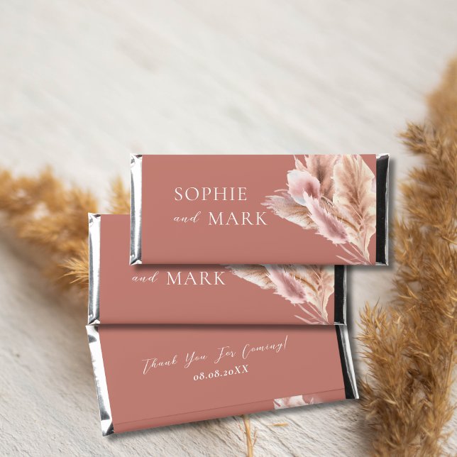 Minimalist Pampas Grass Rustic Boho Wrapper Hershey Bar Favors (Creator Uploaded)