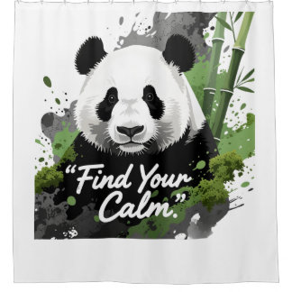Minimalist Panda "Find Your Calm" Art Print Shower Curtain