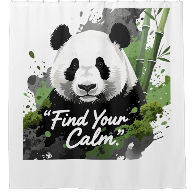 Minimalist Panda "Find Your Calm" Art Print Shower Curtain (Front)