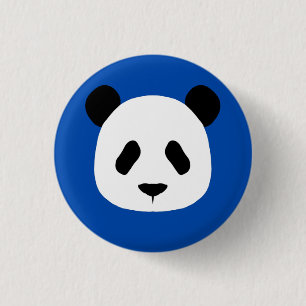 Minimalist Panda Pattern- Cobalt Blue Button