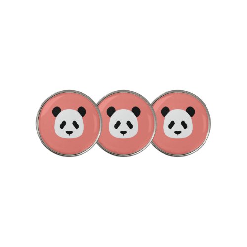 Minimalist Panda Pattern_ Coral Pink Golf Ball Marker