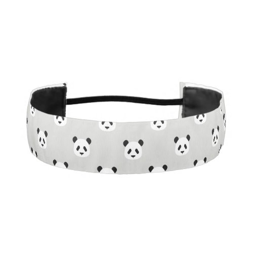 Minimalist Panda Pattern _ Light Gray Athletic Headband