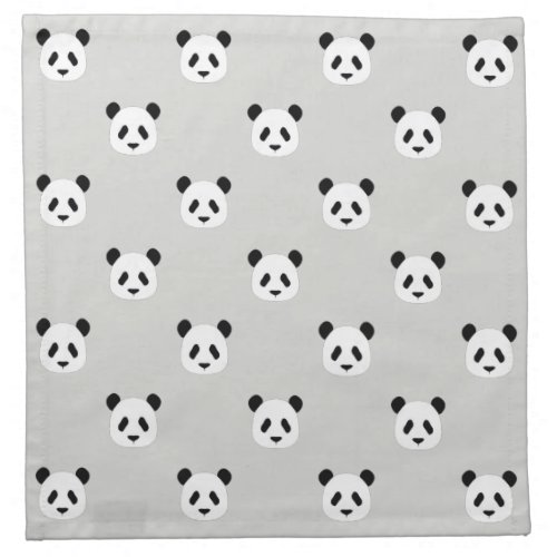 Minimalist Panda Pattern _ Light Gray Cloth Napkin