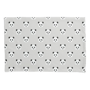 Minimalist Panda Pattern - Light Gray Pillow Case