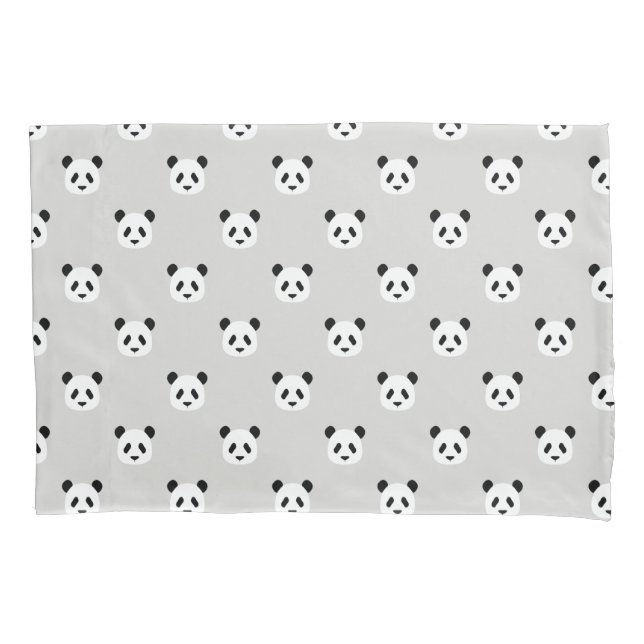 Minimalist Panda Pattern - Light Gray Pillow Case (Front)