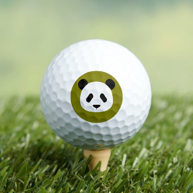 Minimalist Panda Pattern- Olive Green Golf Balls (Insitu Tee)