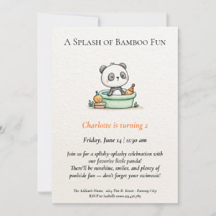 Minimalist Panda Pool Party Invitation