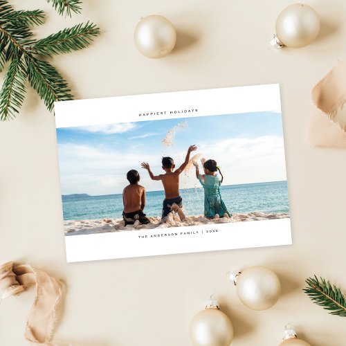 Minimalist Panoramic White Holiday Photo Card