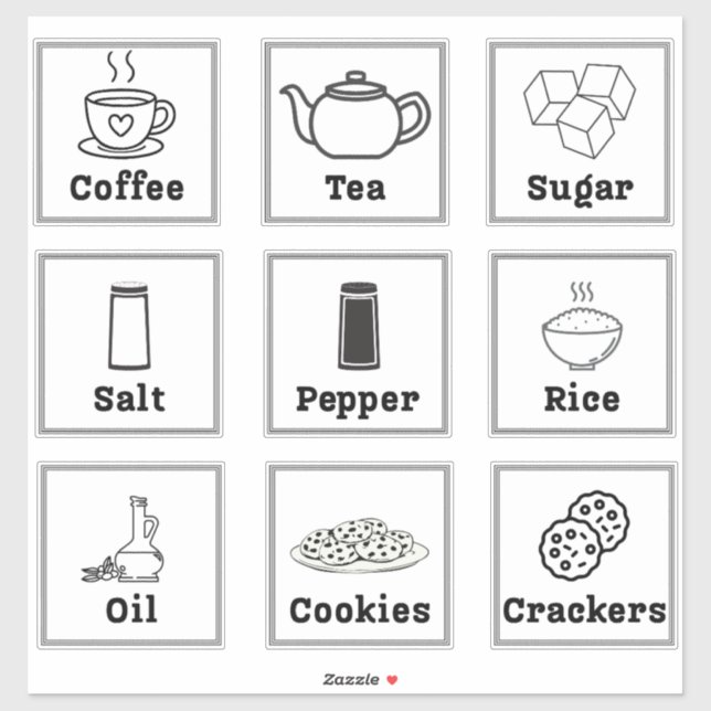Minimalist Pantry Food Storage Label Stickers (Sheet)