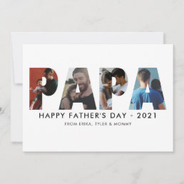 Minimalist PAPA Photo Collage Happy Father&#39;s Day Card