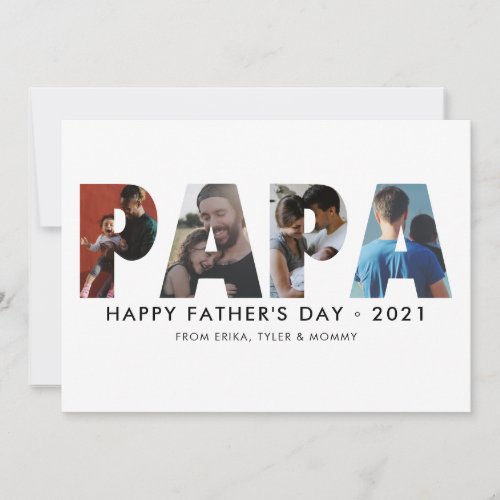 Minimalist PAPA Photo Collage Happy Fathers Day Card