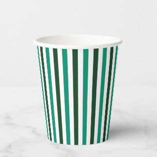 Minimalist Paper Gobelet Green White Stripes Cups