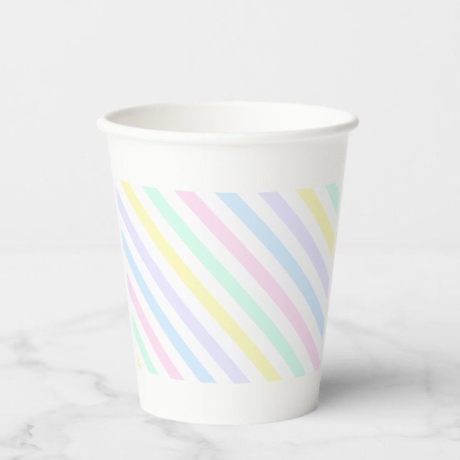 Minimalist Paper Gobelet Pastel Stripes Paper Cups (Front)