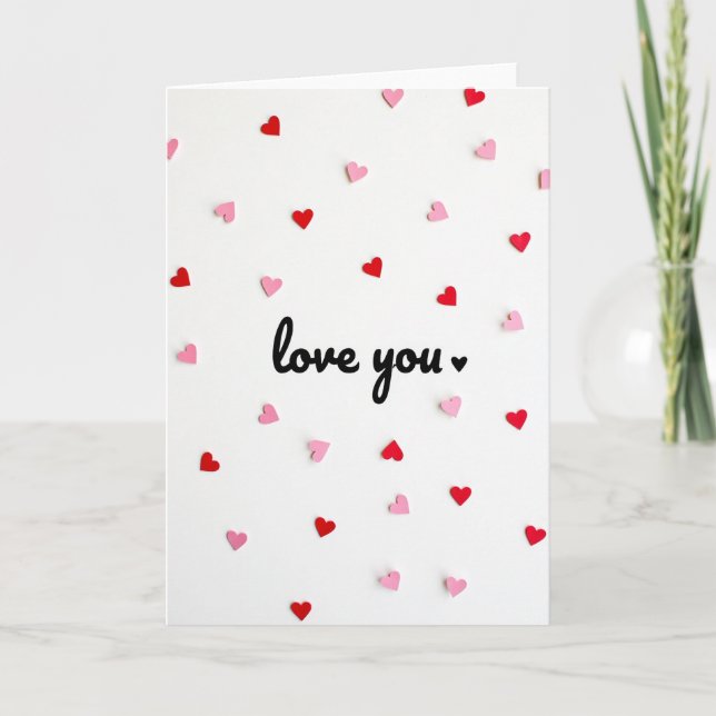 Minimalist Paper Hearts Love You Card (Front)
