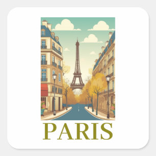 Minimalist Paris France Eiffel Tower Parisian Square Sticker
