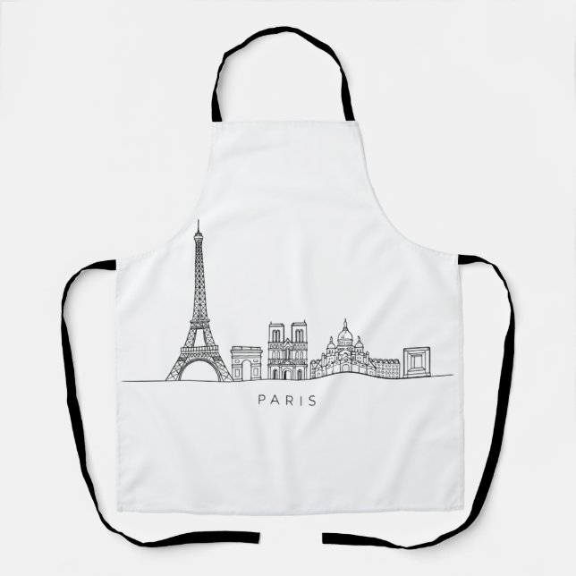 Minimalist Paris Skyline Line Art Apron (Front)