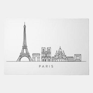 Minimalist Paris Skyline Line Art Doormat