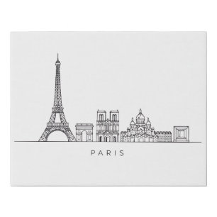 Minimalist Paris Skyline Line Art Faux Canvas Print
