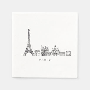 Minimalist Paris Skyline Line Art Napkins