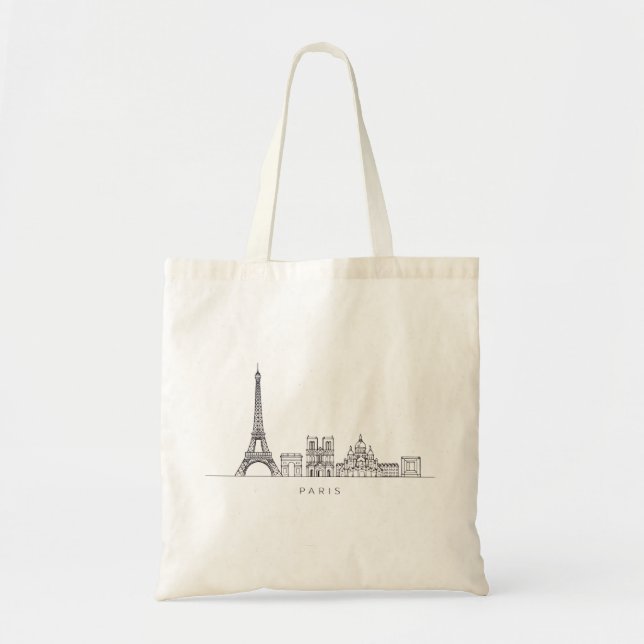 Minimalist Paris Skyline Line Art Tote Bag (Front)