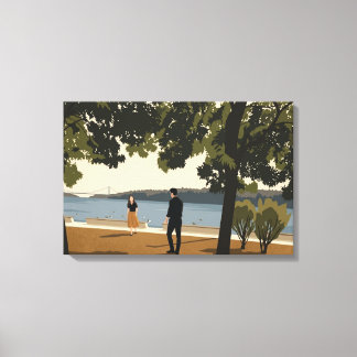 Minimalist Park Couple Promenade Canvas Art - Mode