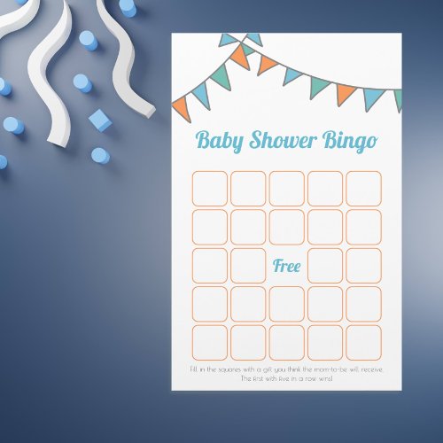 Minimalist Party Garland Baby Shower Bingo Card