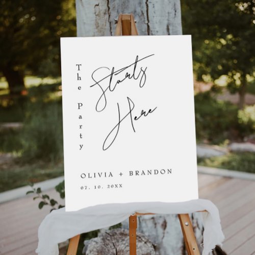 Minimalist Party Starts Here Wedding Welcome Sign