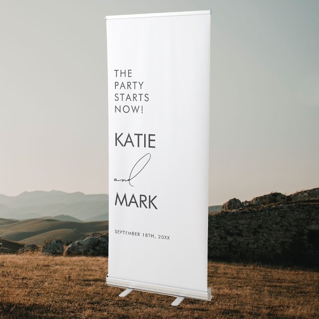 Minimalist Party Starts Now Wedding Welcome Sign (Creator Uploaded)