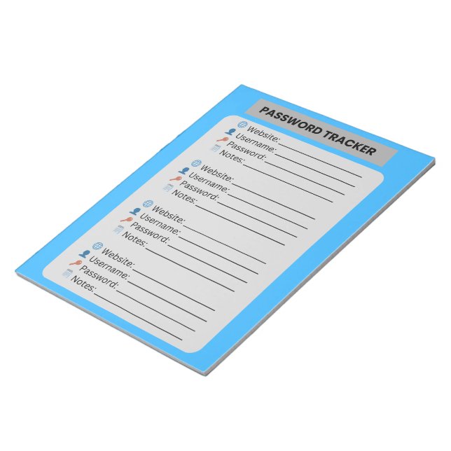 Minimalist Password Tracker  Notepad (Angled)