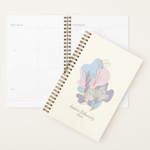 Minimalist Pastel Abstract Floral Art Personalized Planner