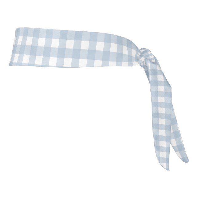 Minimalist Pastel Blue Gingham Plaid Pattern Tie Headband (Rotate 90)
