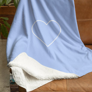 Minimalist Pastel Blue Heart Soft Modern Sherpa Blanket