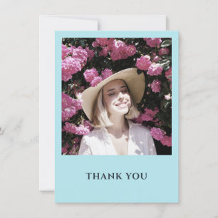 Minimalist Pastel Blue One Photo Party Thank You Card