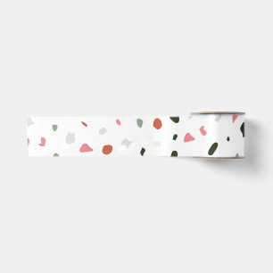 Minimalist Pastel Blush Pink Gray Terrazzo Gift Satin Ribbon