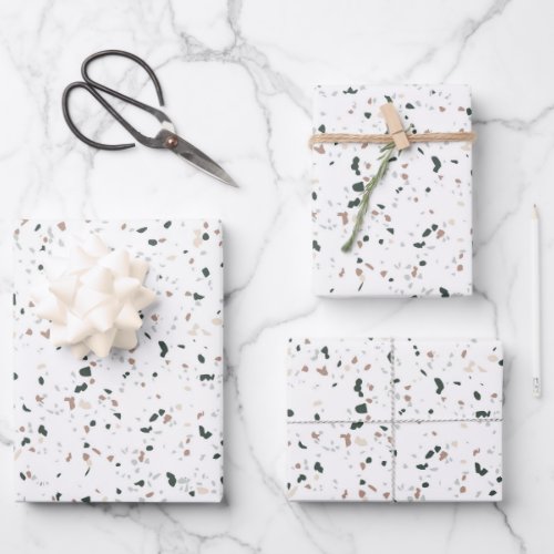 Minimalist Pastel Blush Pink Green Terrazzo Gift Wrapping Paper Sheets